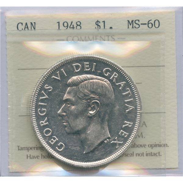 1948 Silver Dollar - ICCS MS-60.