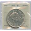 Image 1 : 1949 Silver Dollar - ICCS MS-65