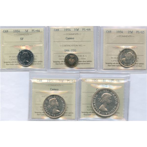 1954 Canada Proof Like Partial Set - All ICCS Graded