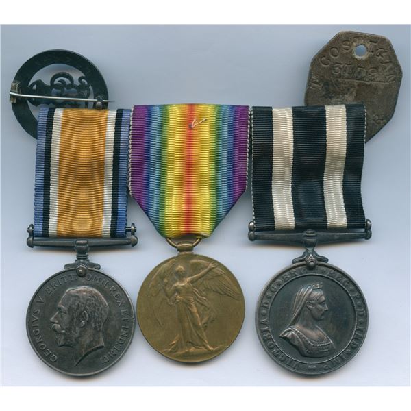 Military Medals - Group of Three with Dog Tags & King's Silver Service Badge