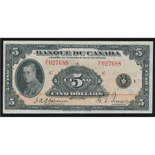 Bank of Canada $5, 1935 - French