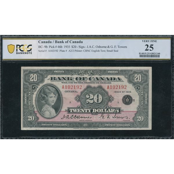 Bank of Canada $20, 1935 - Small Seal