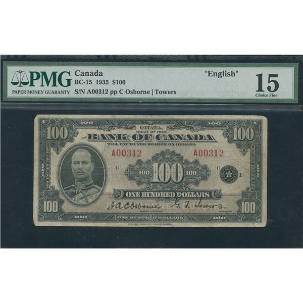Bank of Canada $100, 1935