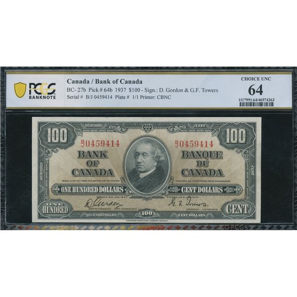 Bank of Canada $100, 1937
