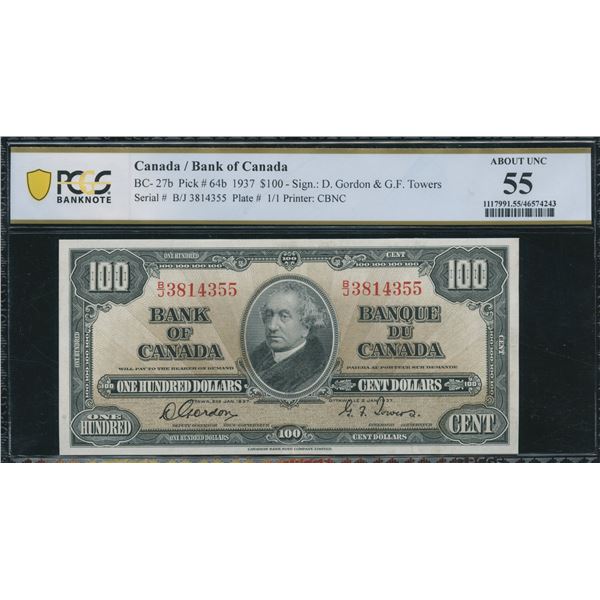 Bank of Canada $100, 1937