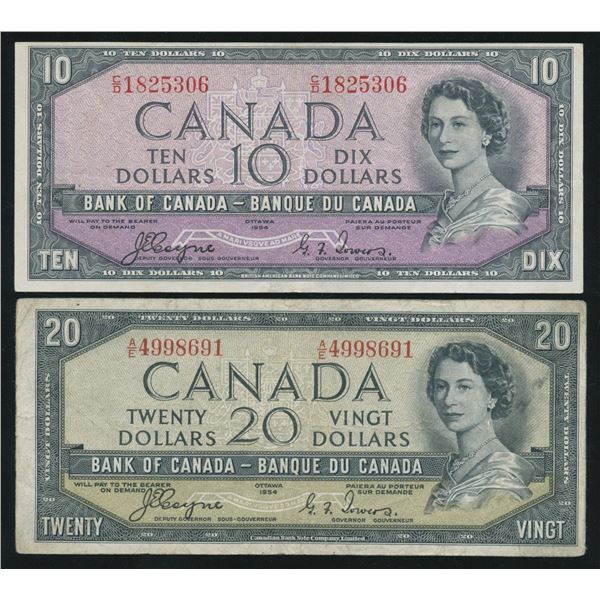 Bank of Canada $10 & $20, 1954 - Devil's Face