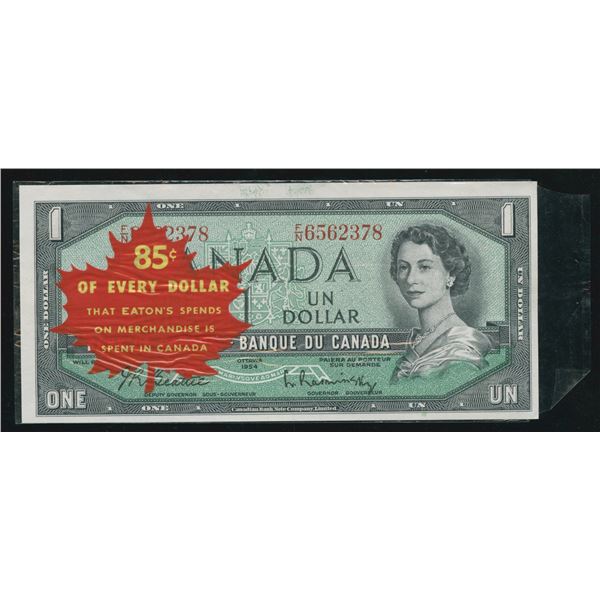 Bank of Canada $1, 1954 - Eaton's Cello Wrap