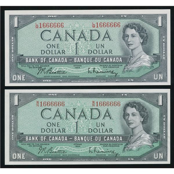 Bank of Canada $1, 1954 - Fancy Serial Numbers
