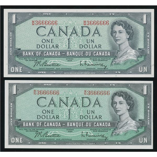 Bank of Canada $1, 1954 - Fancy Serial Numbers