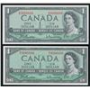 Image 1 : Bank of Canada $1, 1954 - Fancy Serial Numbers