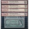 Image 1 : Bank of Canada $1 - $10, 1954 - Lot of 4 BCS Graded Notes