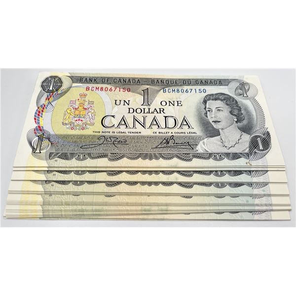 Bank of Canada $1, 1973 - 50 Consecutive Serial Numbers