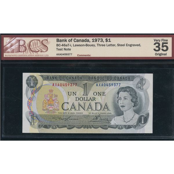 Bank of Canada $1, 1973 - Test Note