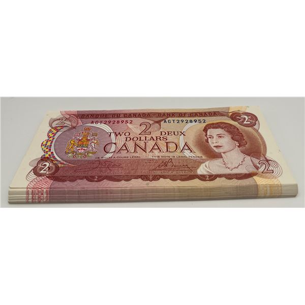 Bank of Canada $2, 1974 - Lot of 48 Consecutive Serial Numbers