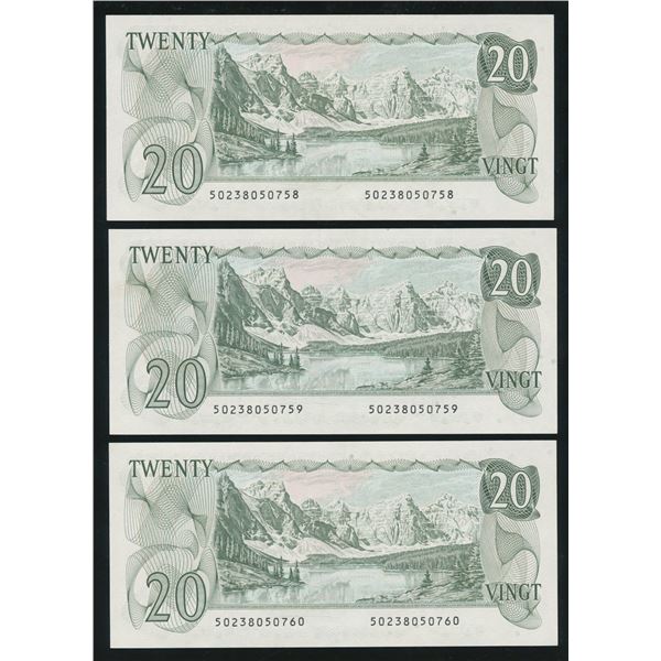 Bank of Canada $20, 1979 - Lot of 3 Consecutives