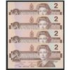 Image 2 : Bank of Canada $2, 1986 - Lot of 4 Consecutive Changeovers