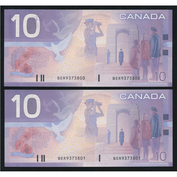 Bank of Canada $10, 2004 - 2 Consecutive BER Prefix