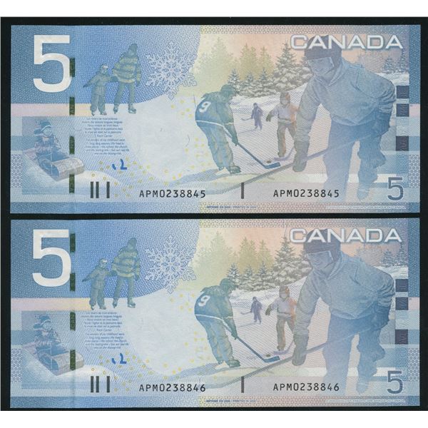 Bank of Canada $5, 2006 - 2 Consecutive Changeovers