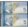 Image 2 : Bank of Canada $5, 2006 - 2 Consecutive Changeovers