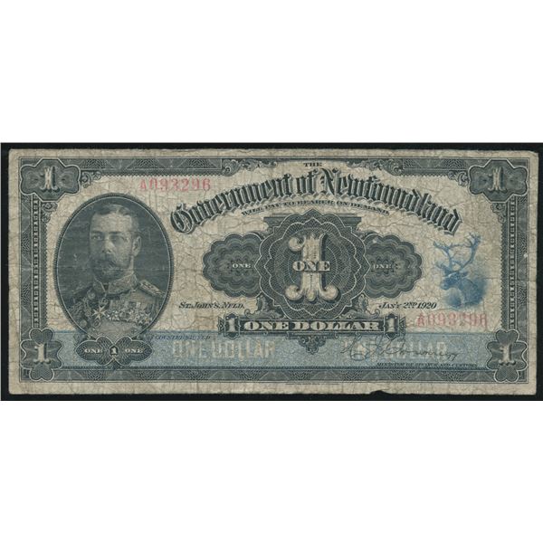 Government of Newfoundland $1, 1920