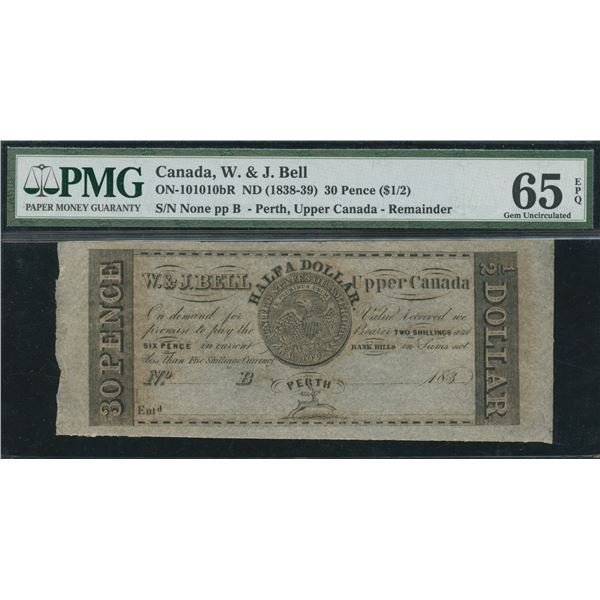W. & J. Bell 30 Pence, Upper Canada - Remainder