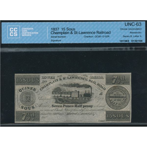 Champlain & St. Lawrence Rail Road Seven Pence Half Penny