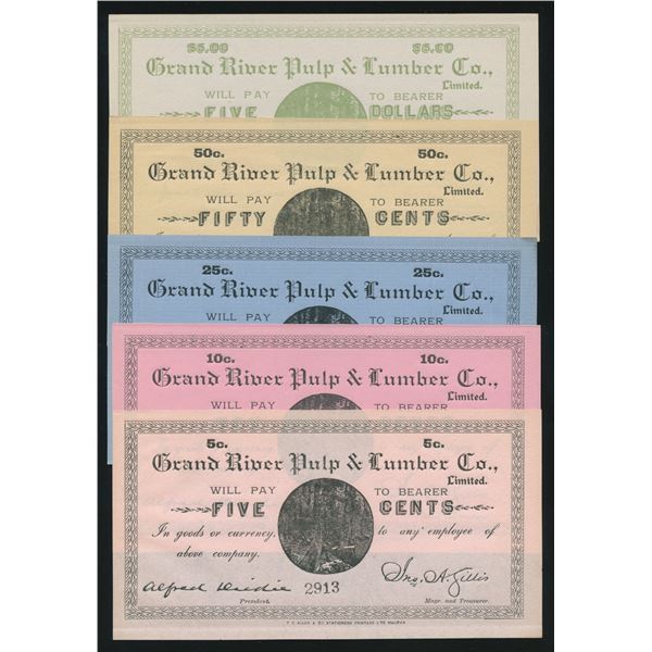 Grand River Pulp & Lumber Co. - Set of 5 Notes