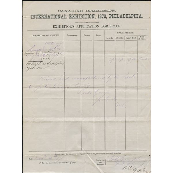Canadian Commission, 1876 International Exhibition Documentation