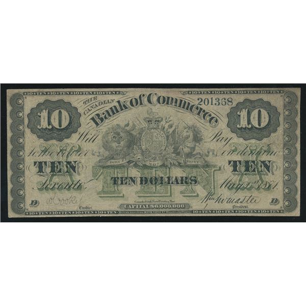 Canadian Bank of Commerce $10, 1871 - Counterfeit