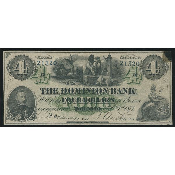 1871 Dominion Bank $4 Counterfeit