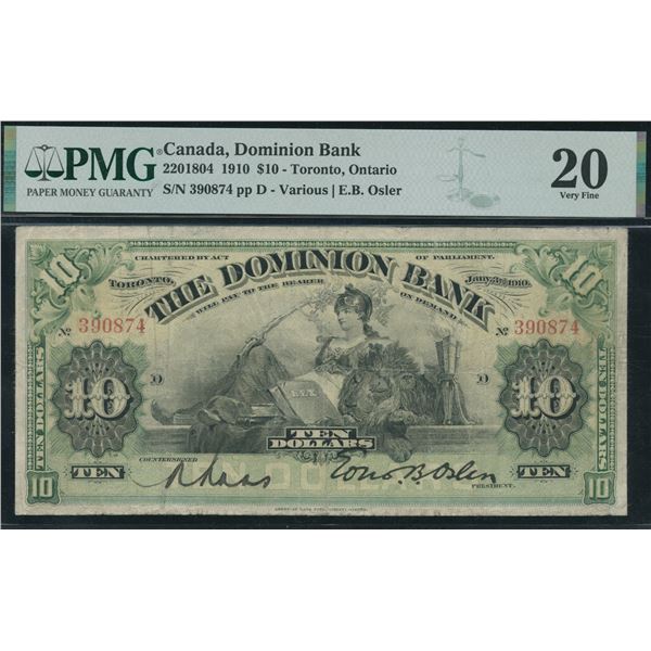 Dominion Bank $10, 1910