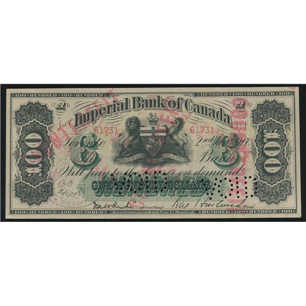 Imperial Bank $100, 1917 - Counterfeit