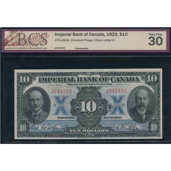 Imperial Bank of Canada $10, 1923