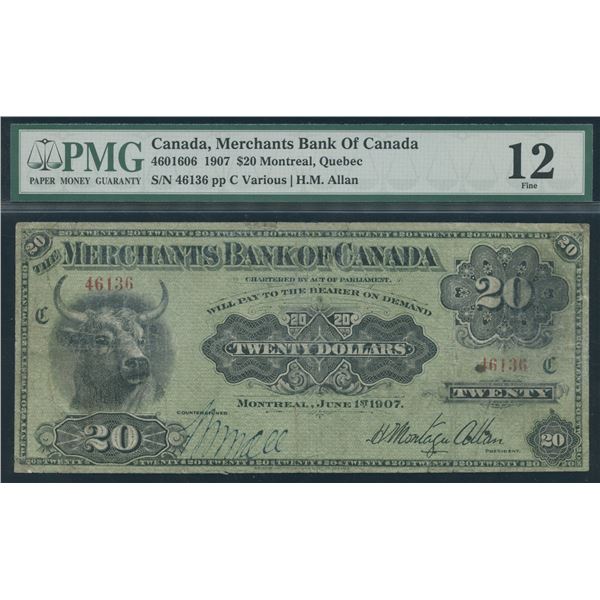Merchants Bank of Canada $20, 1907