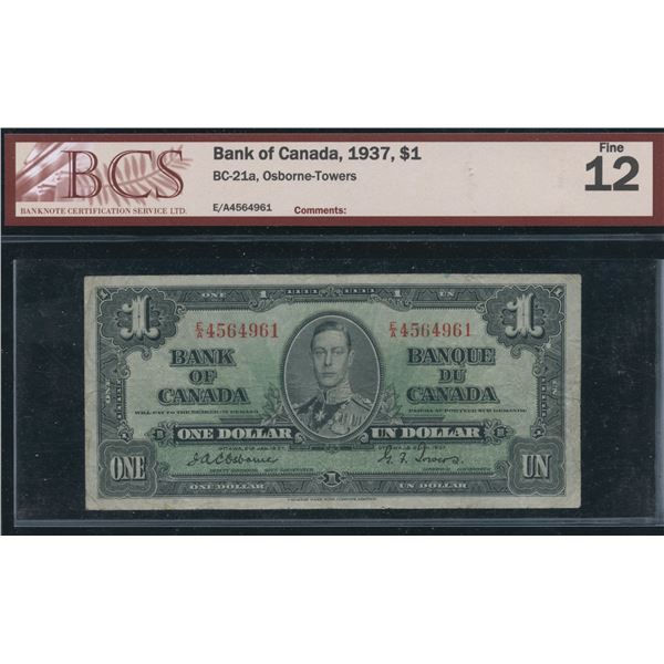 Bank of Canada $1, 1937 - Osborne