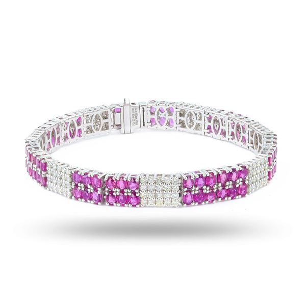 11.92 ctw Ruby and 2.72 ctw Diamond Platinum Bracelet