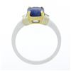 Image 8 : New 18K TT Gold GIA Ceylon Sapphire & Baguette Diamond 3 Stone Engagement Ring