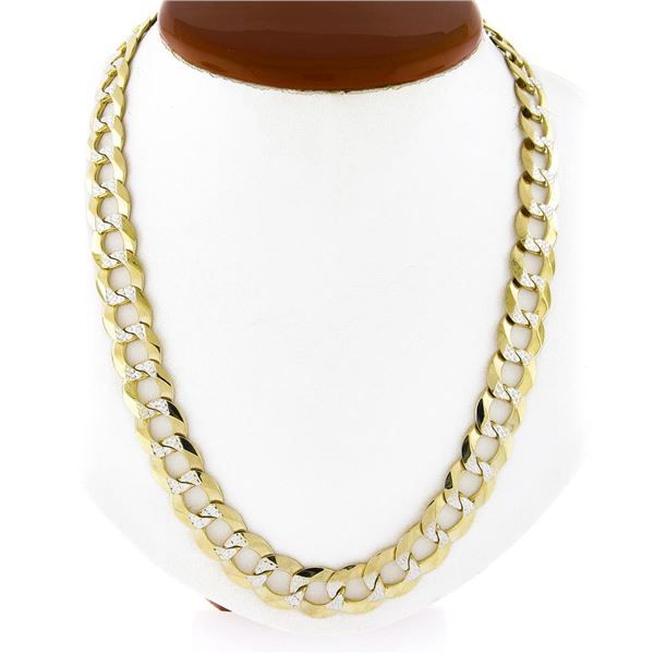 Mens Heavy 14k Gold 27.5" Long Diamond Cut Cuban Curb 12.3mm Link Chain Necklace