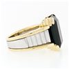 Image 5 : Vintage Unisex 18k Gold & Platinum Large Rectangular Black Onyx Step Design Ring