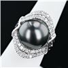 Image 3 : 14mm South Sea Cultured Pearl and 1.09 ctw Diamond Platinum Ring