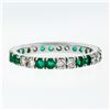 Image 4 : 14K White Gold 1.40 ctw Round Shared Prong Diamond & Emerald Eternity Band Ring