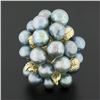 Image 2 : 14k Yellow Gold Bluish Gray Pearl w/ Etched Leaf Large Cluster Cocktail Ring