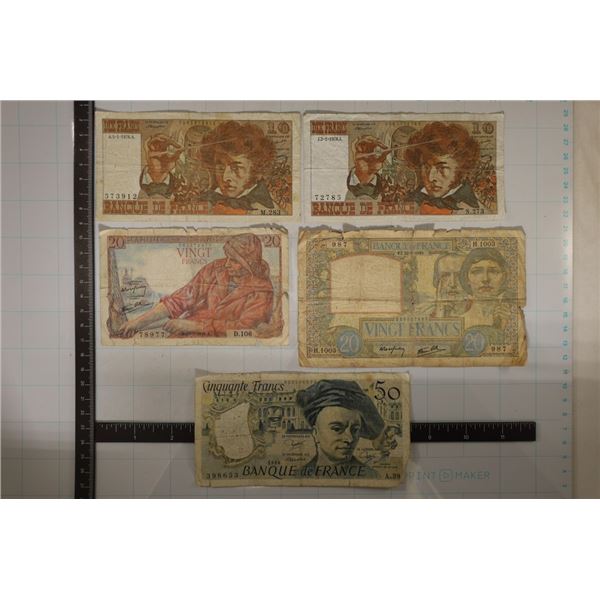 6 FRANCE BILLS:1940-20 FRANCS, 1944-20 FRANCS,