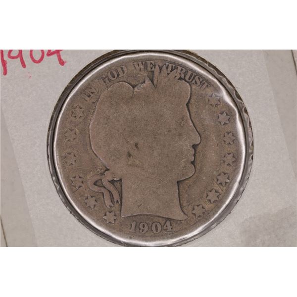 1904 SILVER BARBER HALF DOLLAR
