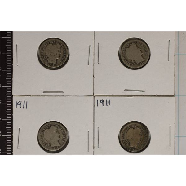 4-1911 SILVER BARBER DIMES