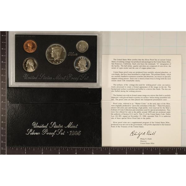 KEY DATE 1995 US SILVER PROOF SET (WITH BOX) AND