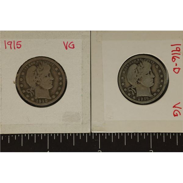1915 & 1916-D SILVER BARBER QUARTERS