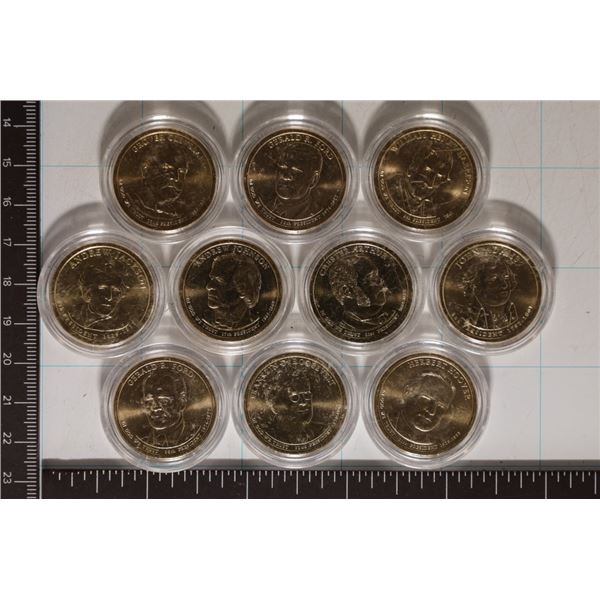 10 PRESIDENTIAL UNC DOLLARS IN HARD PLASTIC