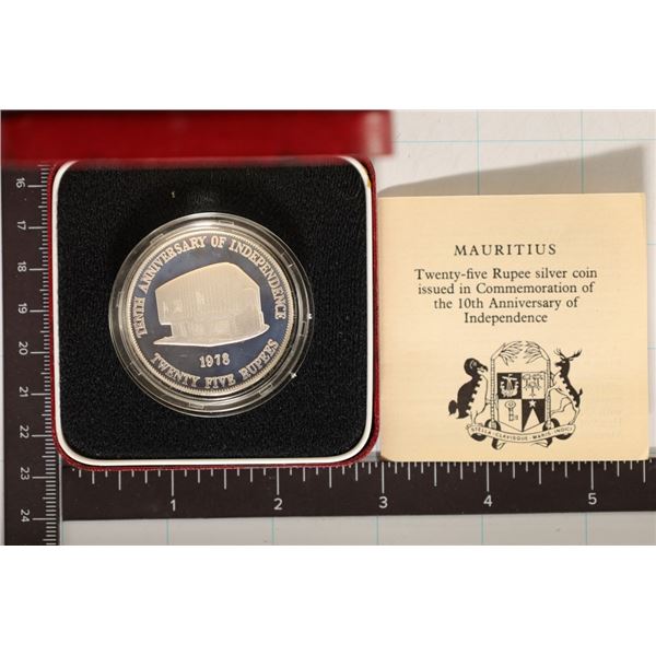 1978 MAURITIUS STERLING SILVER 25 RUPEE PROOF COIN