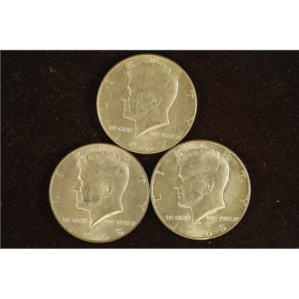 1967 & 2-1968-D 40% SILVER JOHN F. KENNEDY HALVES